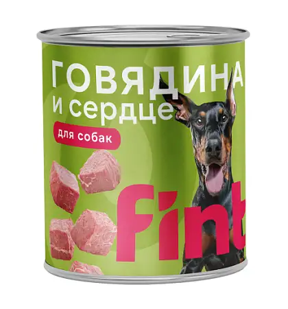 Купить fint консервы для взрослых собак крупных пород, с говядиной и сердцем