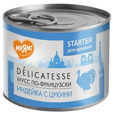 Мнямс консервы паштет из индейки с цукини для щенков до 4 месяцев "Мусс по-французски"